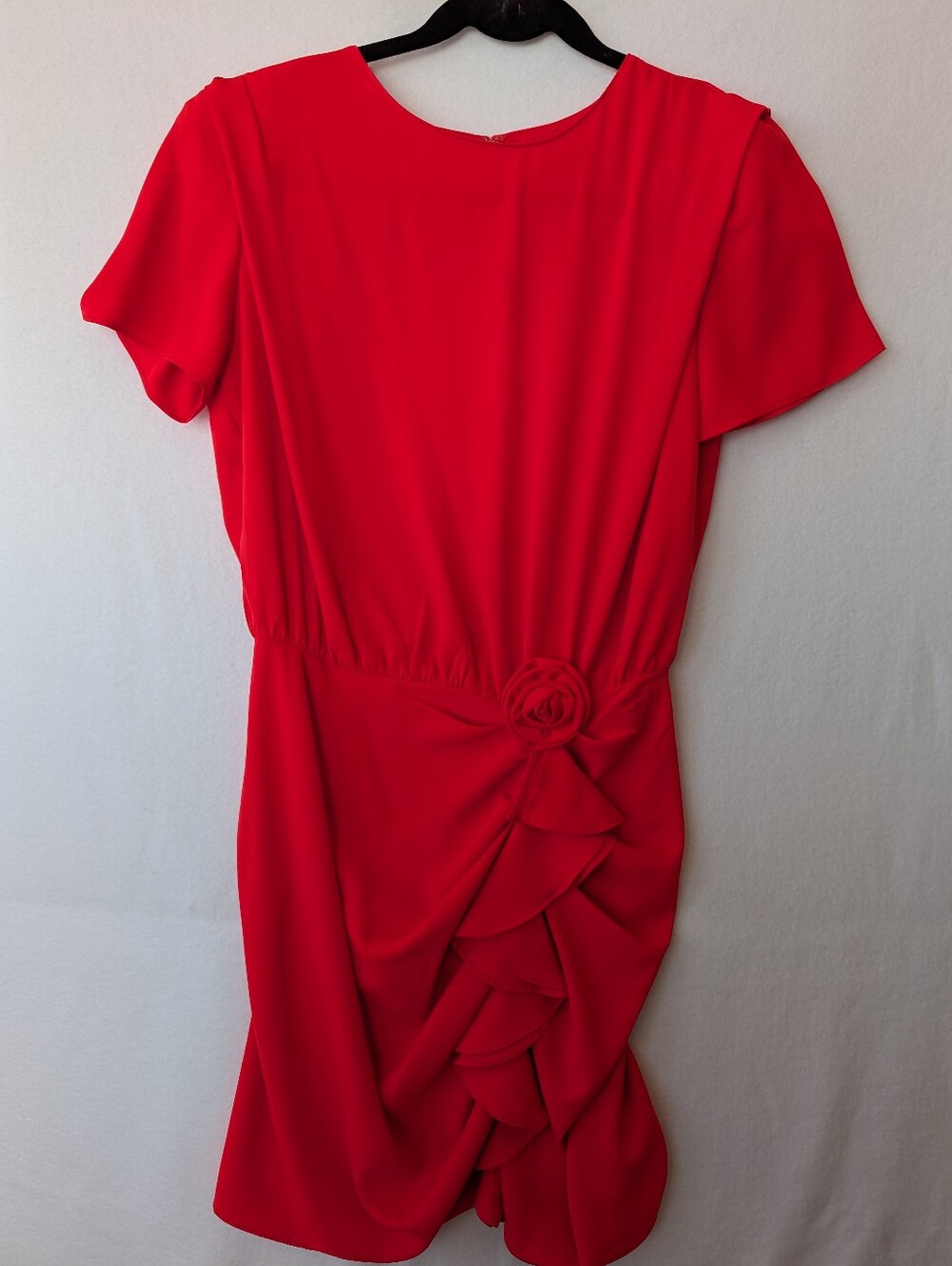 Amanda Uprichard Red Short-Sleeve Mini Dress with Rosette & Ruffle - Picture 1 of 11